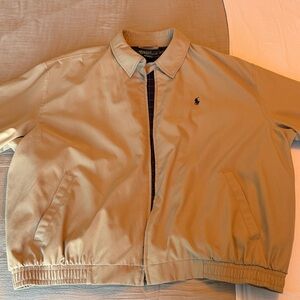 Polo by Ralph Lauren Tan Windbreaker Jacket with Navy Logo